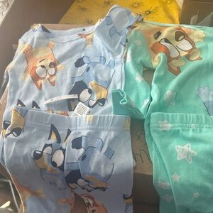 Kids Cartoon Bluey Pajama Sets - Blue and Teal